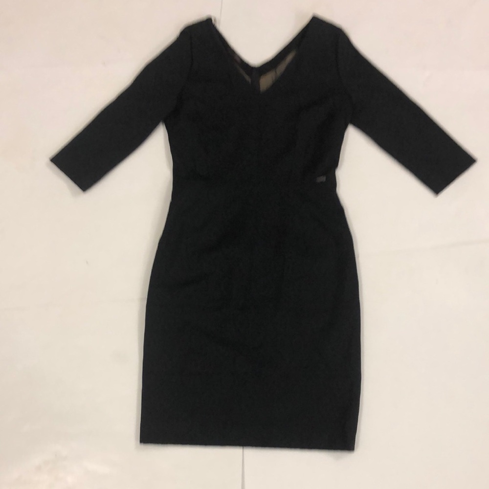 Cinque 34 (2 USA) Dress Dark Grey V-Neck 3/4 length sleeve Excellent Condition